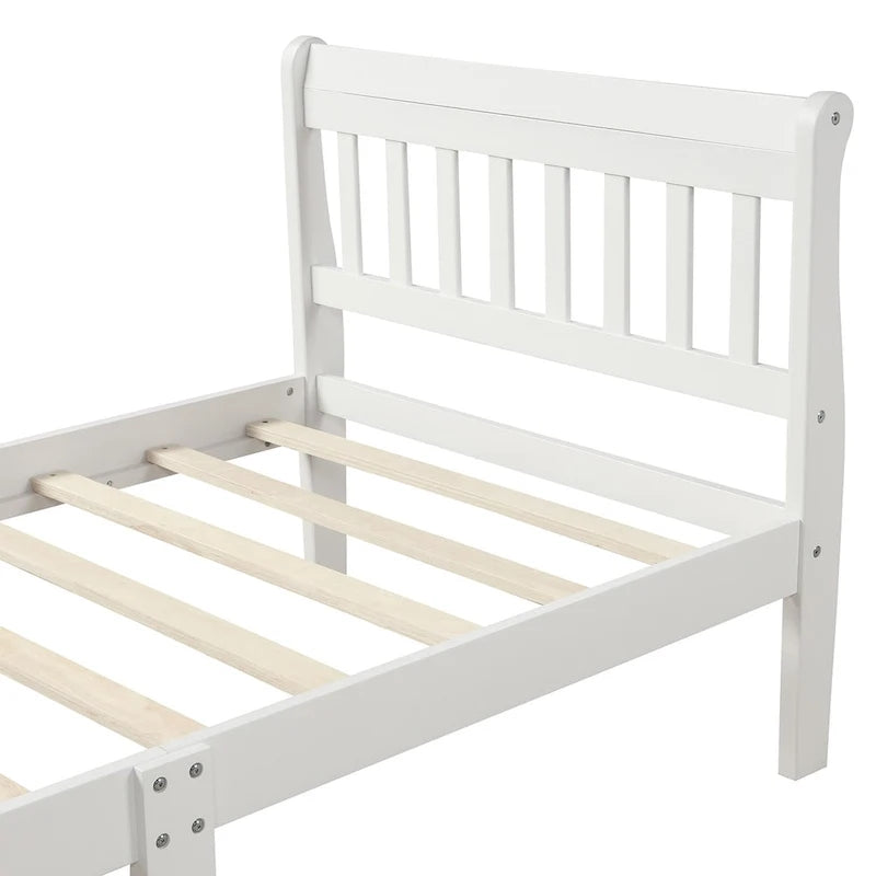 Wood Platform Bed with Headboard and Footboard - Espresso/White/Oak, Twin