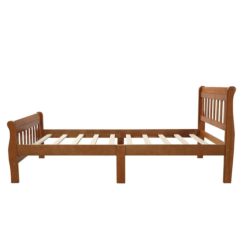 Wood Platform Bed with Headboard and Footboard - Espresso/White/Oak, Twin