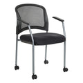 Rolling Visitor's Chair with Breathable Back - Black