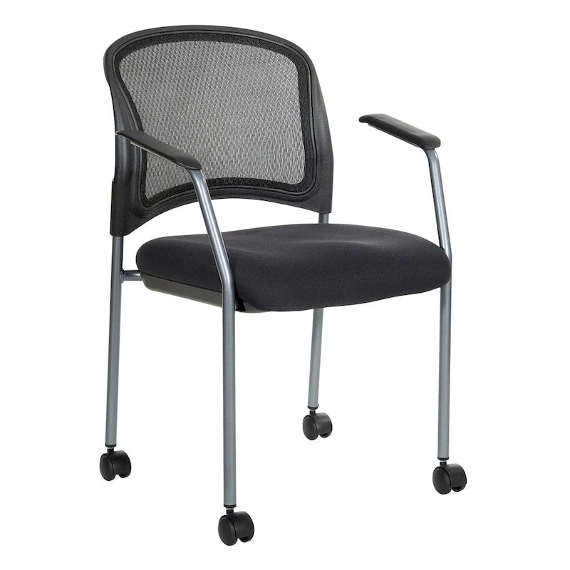 Rolling Visitor's Chair with Breathable Back - Black