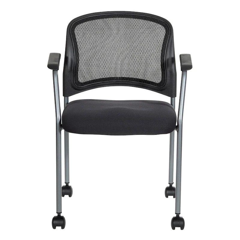 Rolling Visitor's Chair with Breathable Back - Black