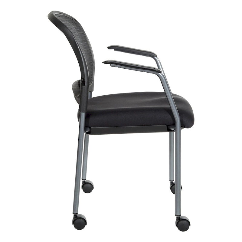 Rolling Visitor's Chair with Breathable Back - Black