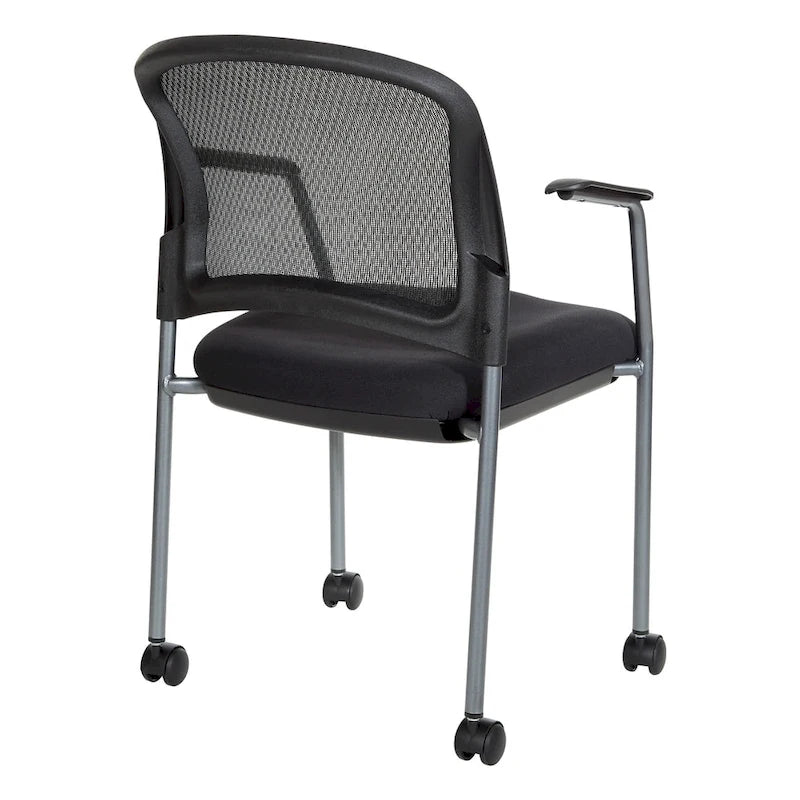 Rolling Visitor's Chair with Breathable Back - Black