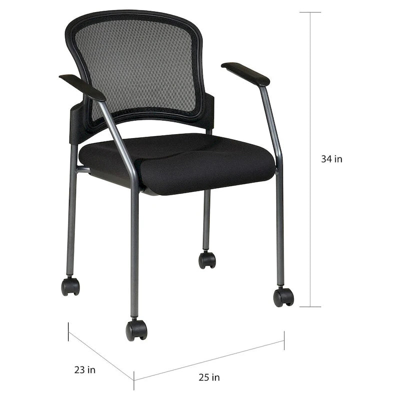 Rolling Visitor's Chair with Breathable Back - Black