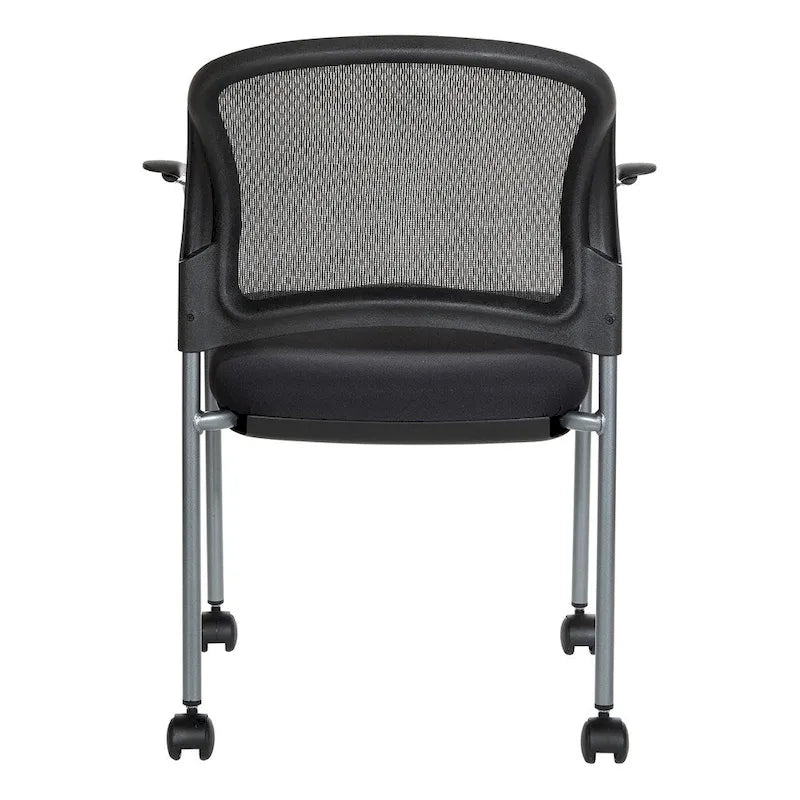 Rolling Visitor's Chair with Breathable Back - Black