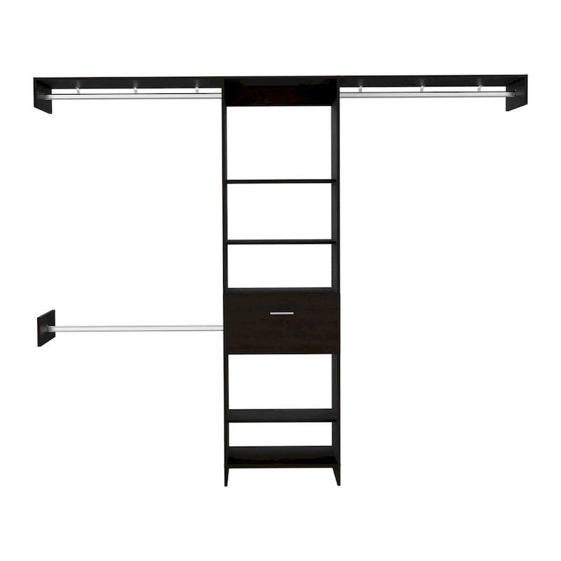 Closet System with Drawer and Shelves - White/Black/Dark Walnut