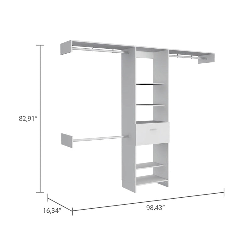 Closet System with Drawer and Shelves - White/Black/Dark Walnut