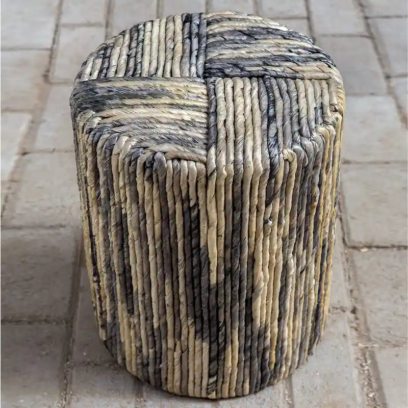 Woven Accent Stool - Natural/Grey, Single Seat