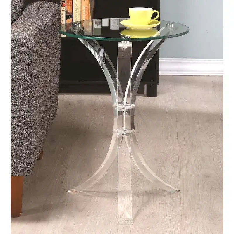 Glass Top Accent Table with Curved Acrylic Legs - Bronze/Clear/Amber