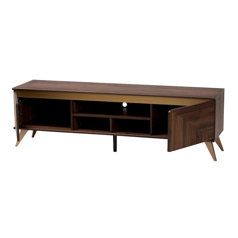 TV Stand with Storage - Walnut Brown, 2-Door