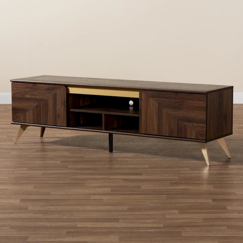 TV Stand with Storage - Walnut Brown, 2-Door
