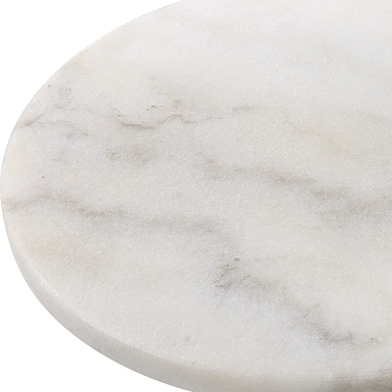 Uttermost Puritan White Marble Drink Table - 12 W X 23.5 H X 12 D (in)