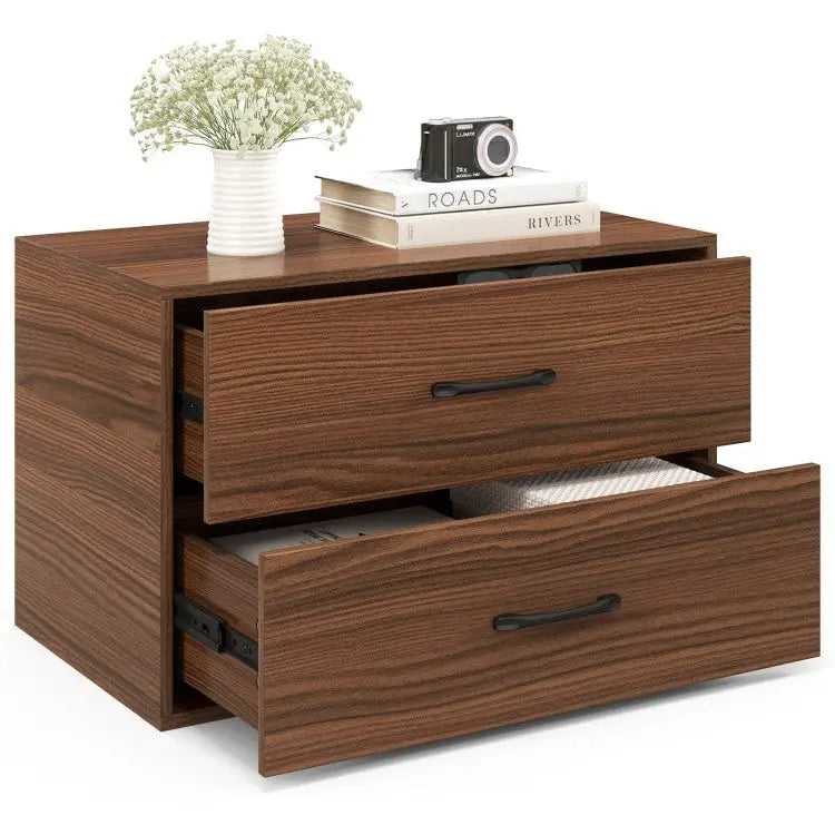 2-Drawer Stackable Horizontal Storage Cabinet Dresser Chest with Handles