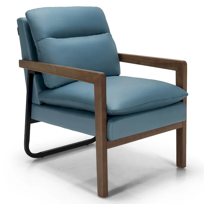 Costway Modern Accent Armchair Lounge Chair w/ Rubber Wood Legs & - 34.5 x 26.5 x 36