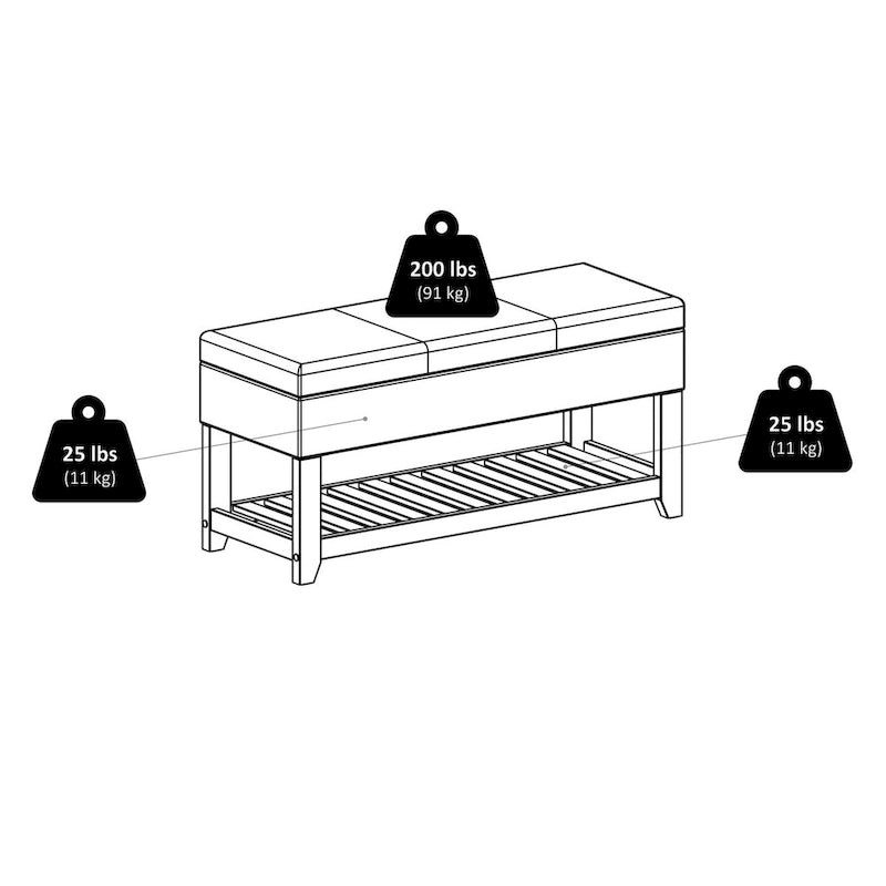 Storage Bench with Padded Seat - Walnut/Espresso, Multi-Person