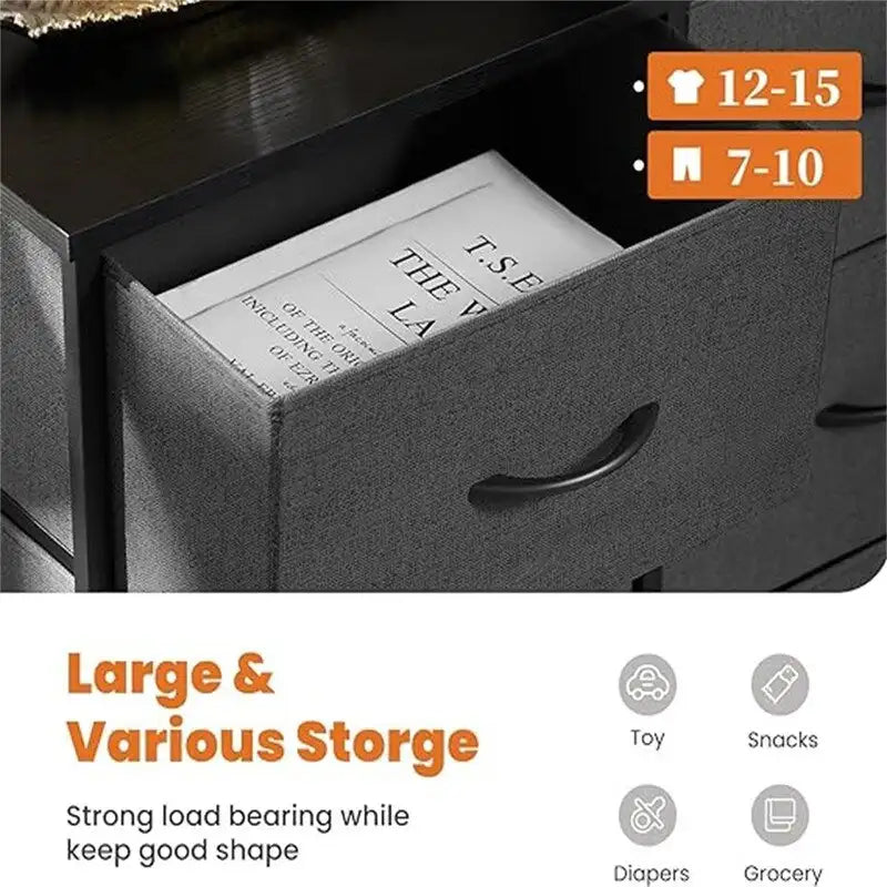 Storage Dresser with Drawers - Brown/Grey/Black, 8-Drawer