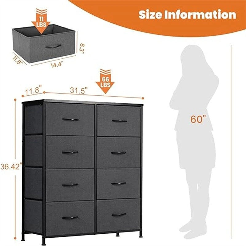 Storage Dresser with Drawers - Brown/Grey/Black, 8-Drawer