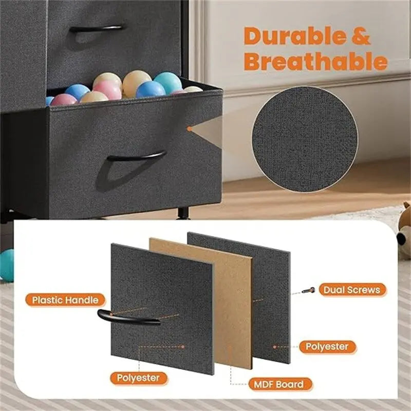 Storage Dresser with Drawers - Brown/Grey/Black, 8-Drawer