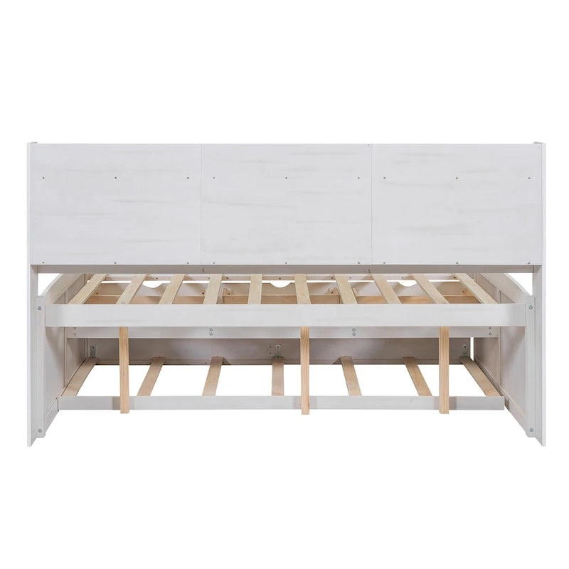 Captain Bed with Storage and Trundle - Grey/White/Walnut, Full Size