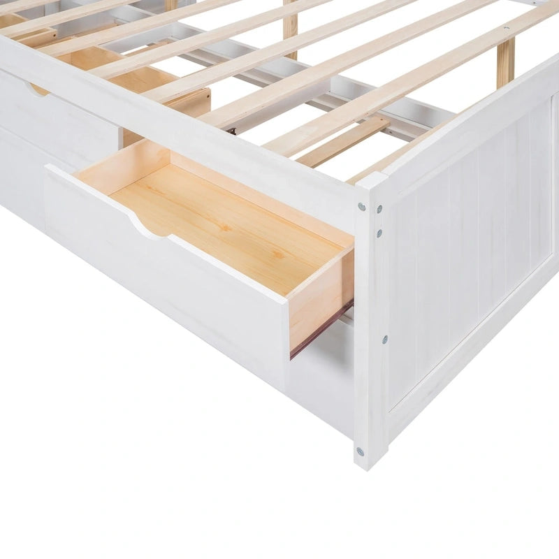 Captain Bed with Storage and Trundle - Grey/White/Walnut, Full Size