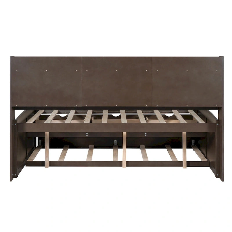 Captain Bed with Storage and Trundle - Grey/White/Walnut, Full Size