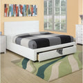 Queen Bed with Storage Drawers - White/Black Faux Leather