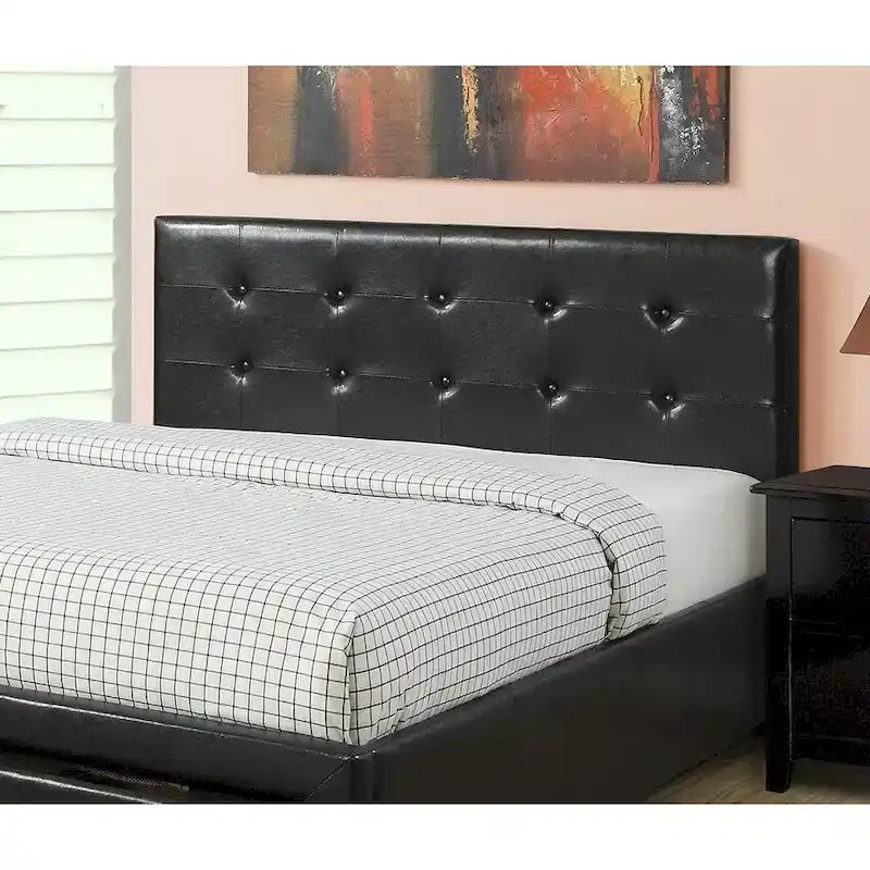 Queen Bed with Storage Drawers - White/Black Faux Leather
