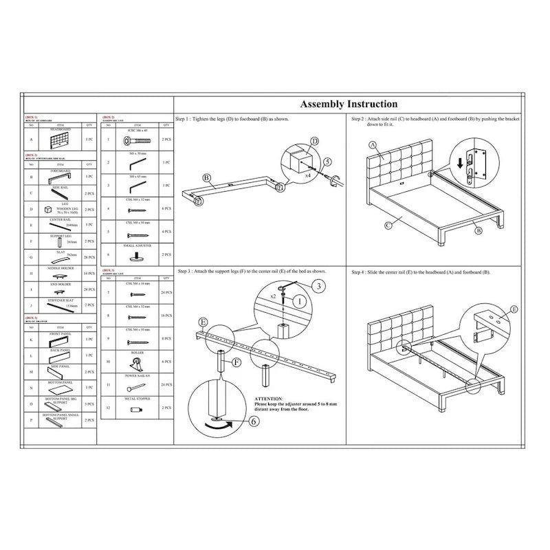 Queen Bed with Storage Drawers - White/Black Faux Leather