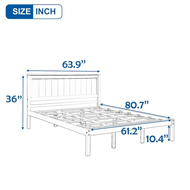 Platform Bed Frame with Headboard - White/Oak/Espresso, Queen