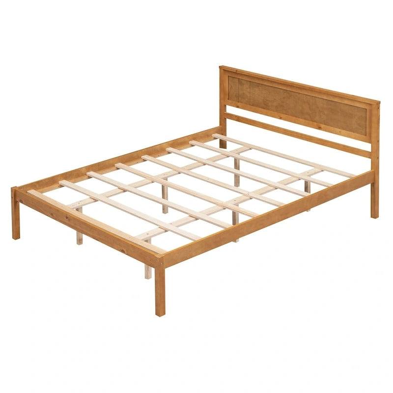 Platform Bed Frame with Headboard - White/Oak/Espresso, Queen