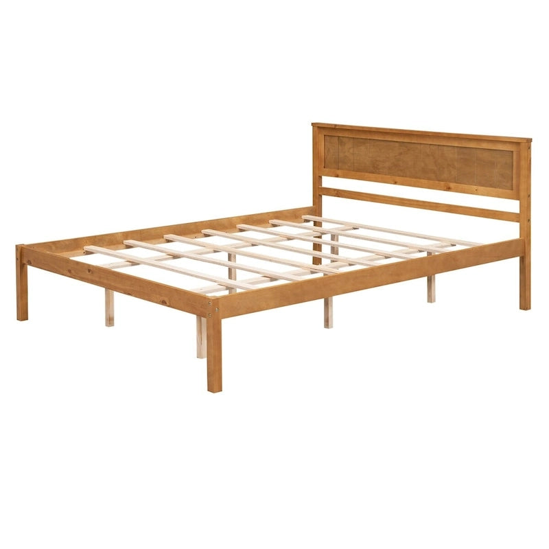 Platform Bed Frame with Headboard Wood Slat Support