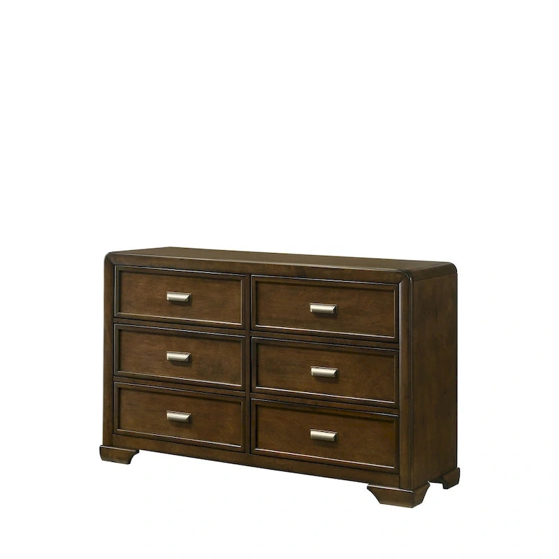 Jimmy 4 Piece Brown Beige Upholstered Panel Bedroom Set