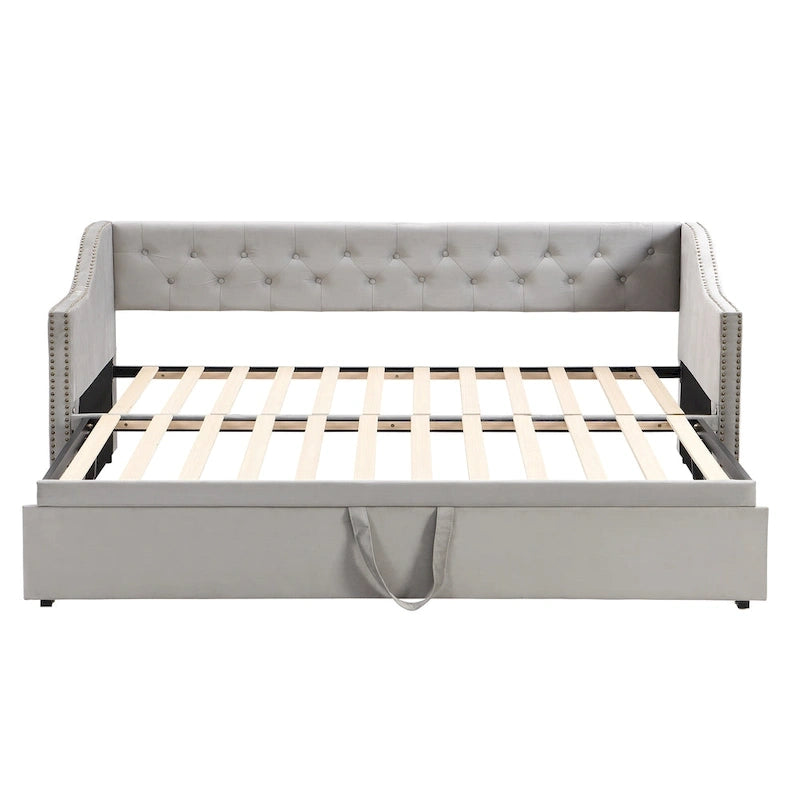 Twin Size Upholstered daybed with Pop Up Trundle