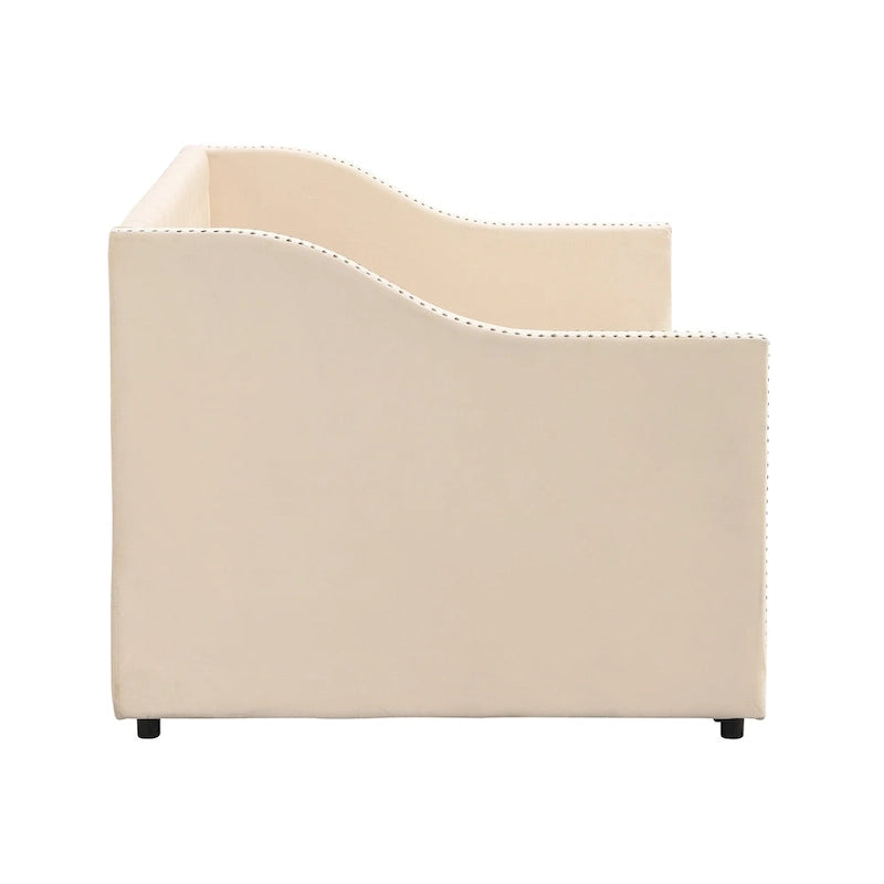 Twin Size Upholstered daybed with Pop Up Trundle