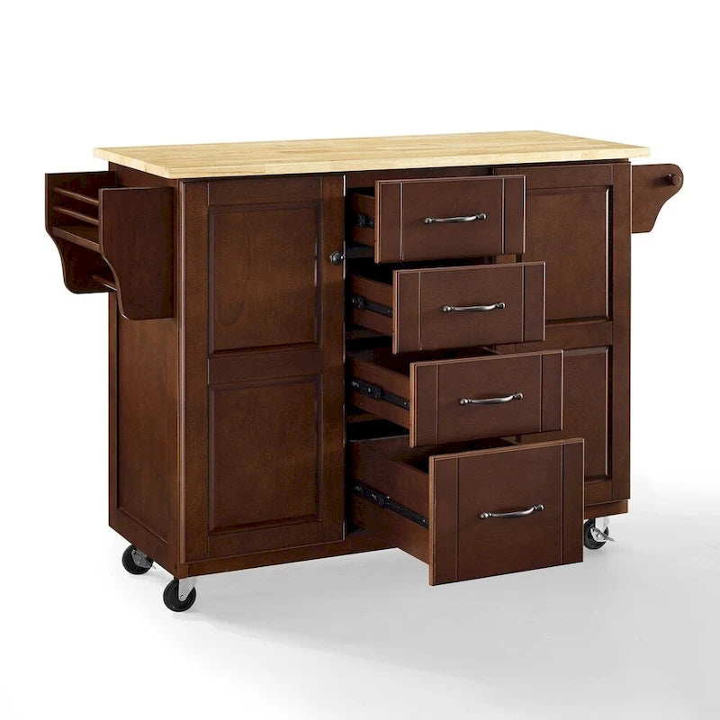Crosley Eleanor Natural Wood Top Kitchen Cart - 18d x 51.5w x 35.25h