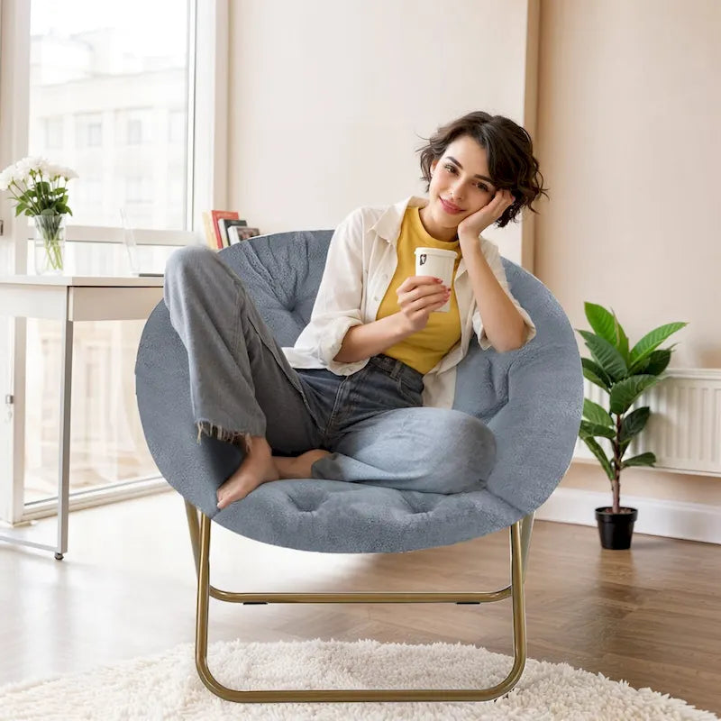 Comfy Linen Button Tufted Upholstered Accent Chair, Reading Armchair Sofa for Living Room, Bedroom