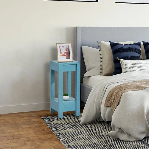 26 High Small Side Table End Table Square Nightstand for Bedroom Bed Side Living Room Sofa, D11 * W10.6 * H26