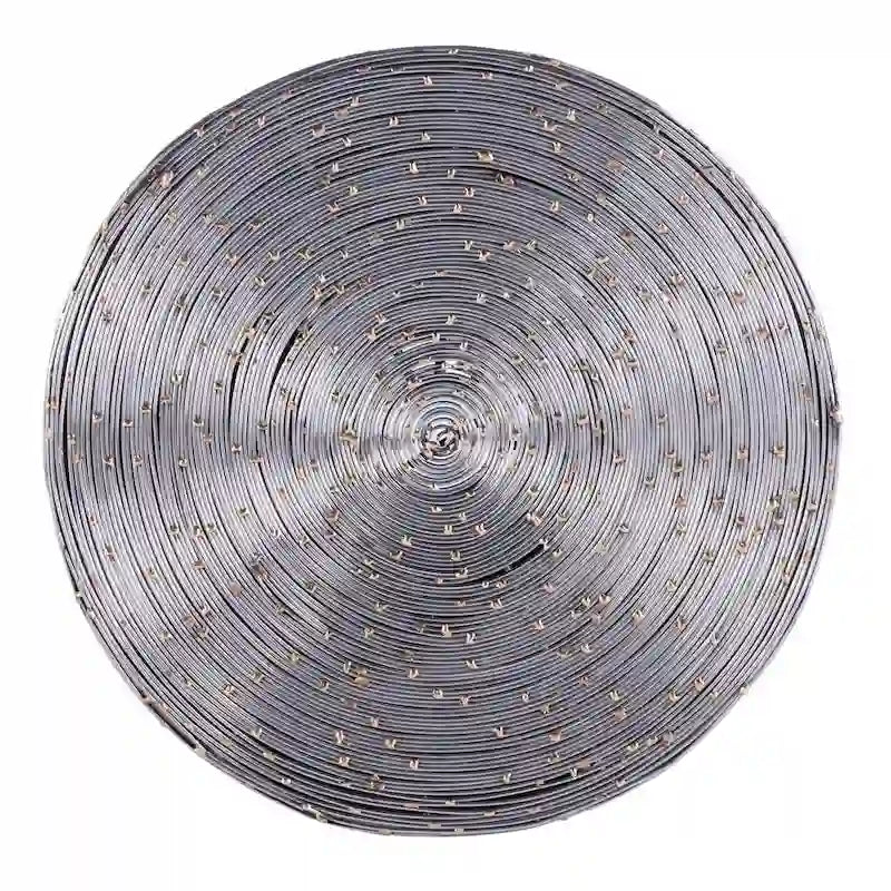 Wire-Wrapped Drum Side Table - Polished Silver