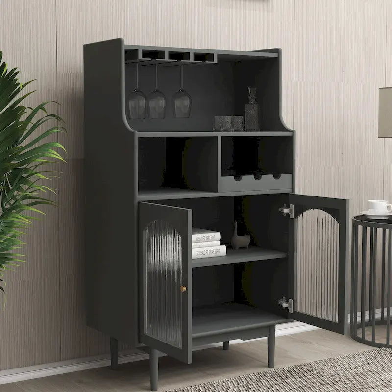 Wine Cabinet with Removable Wine Rack - Grey/White