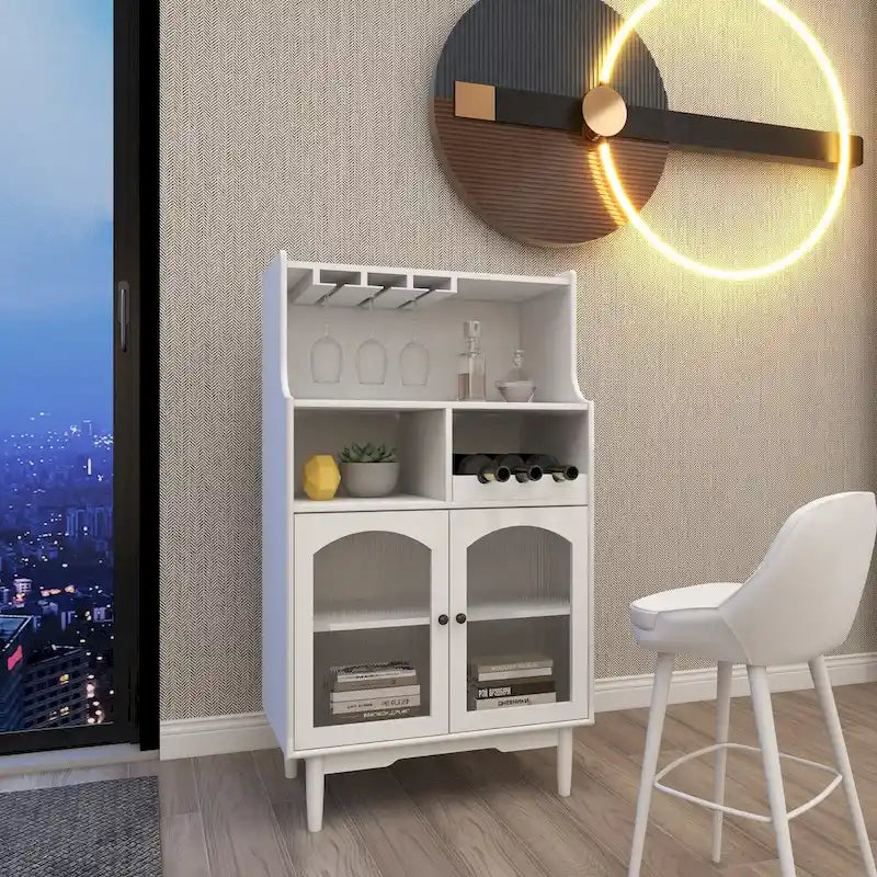 Wine Cabinet with Removable Wine Rack - Grey/White