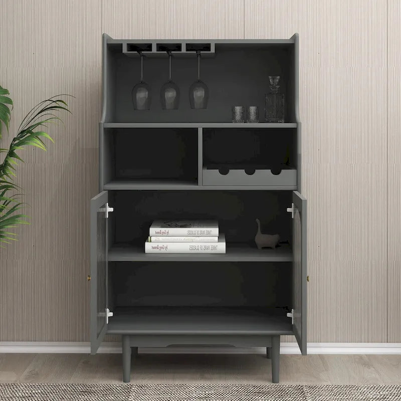 Wine Cabinet with Removable Wine Rack - Grey/White