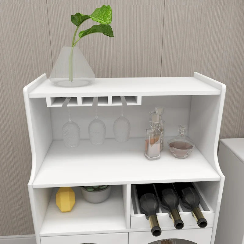 Wine Cabinet with Removable Wine Rack - Grey/White