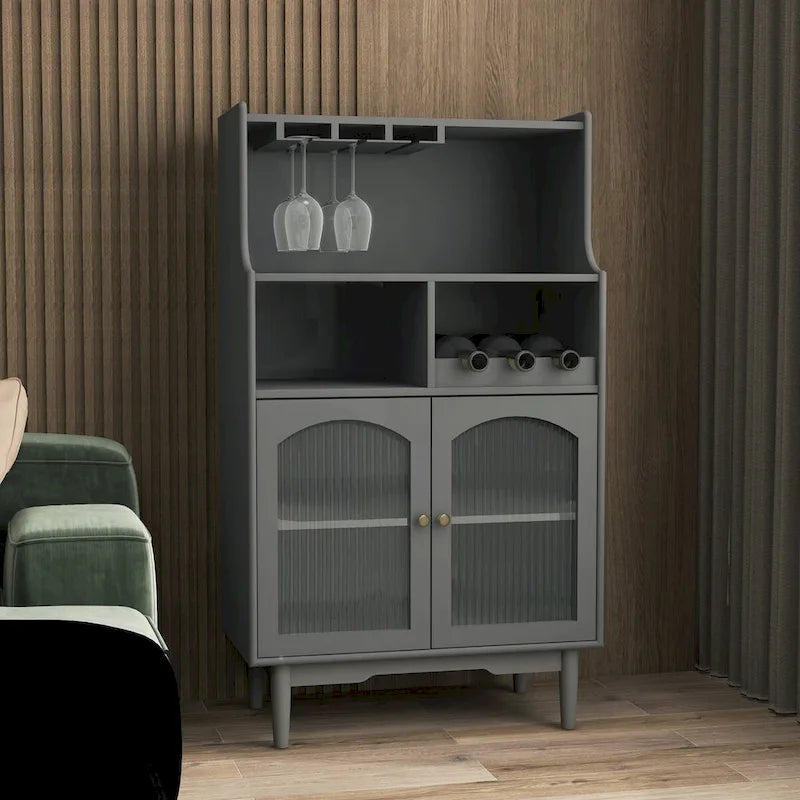 Wine Cabinet with Removable Wine Rack - Grey/White