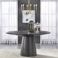 Round Dining Table with Pedestal Base - Ebony/White/Driftwood/Walnut, Seats 6