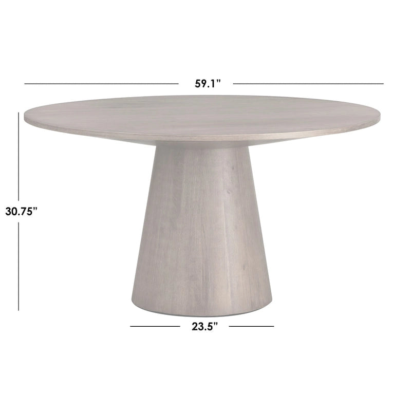 Round Dining Table with Pedestal Base - Ebony/White/Driftwood/Walnut, Seats 6