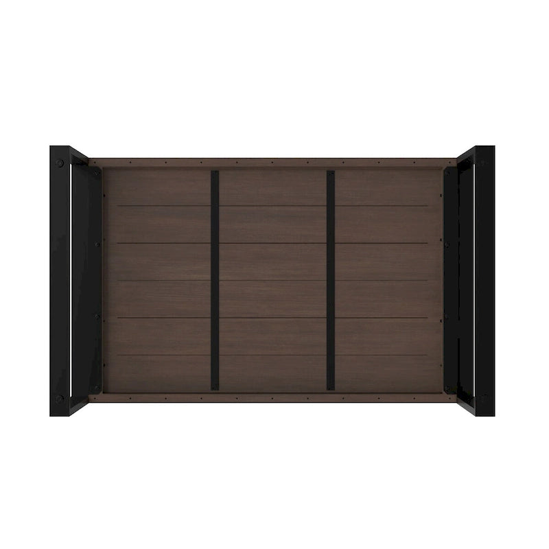 Rectangular Dining Table with Metal Legs - Light Tobacco/Smoky Grey, Seats 4