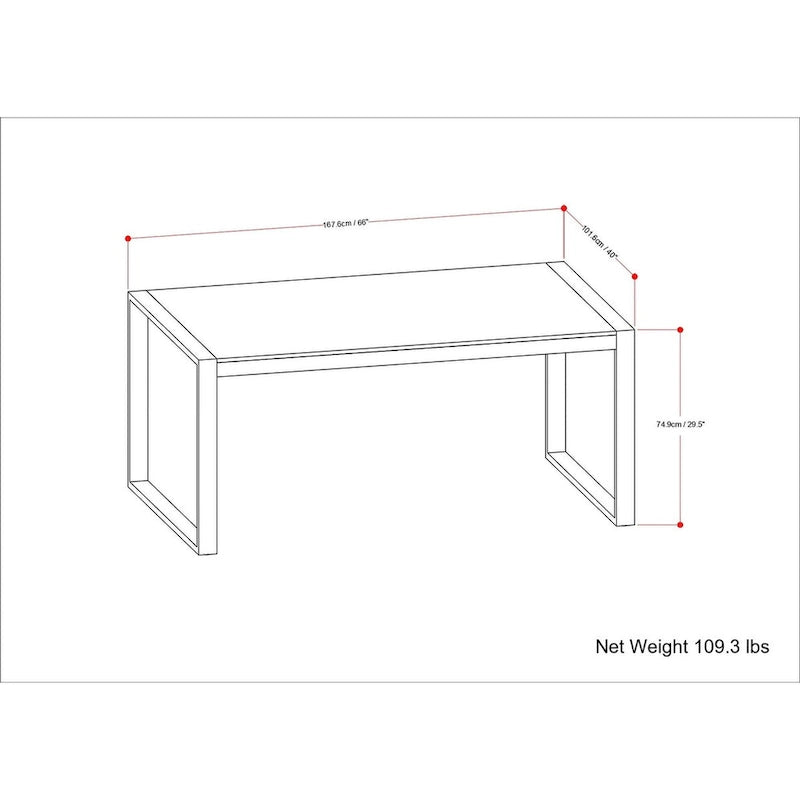 Rectangular Dining Table with Metal Legs - Light Tobacco/Smoky Grey, Seats 4