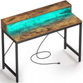 Computer Desk with LED Lights - Brown/Black/White, 39"