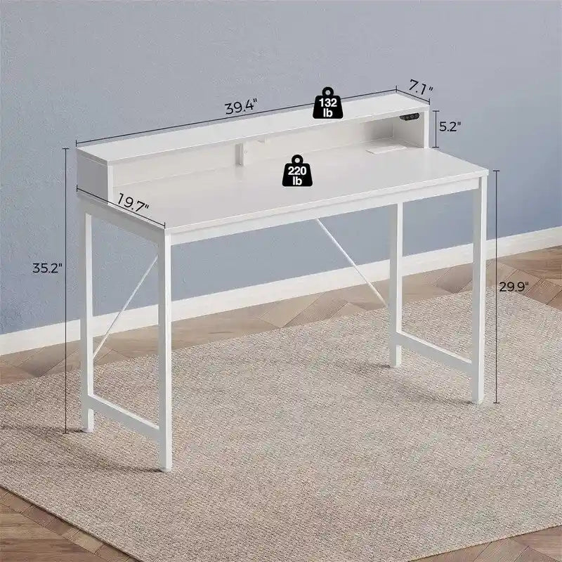 Computer Desk with LED Lights - Brown/Black/White, 39"