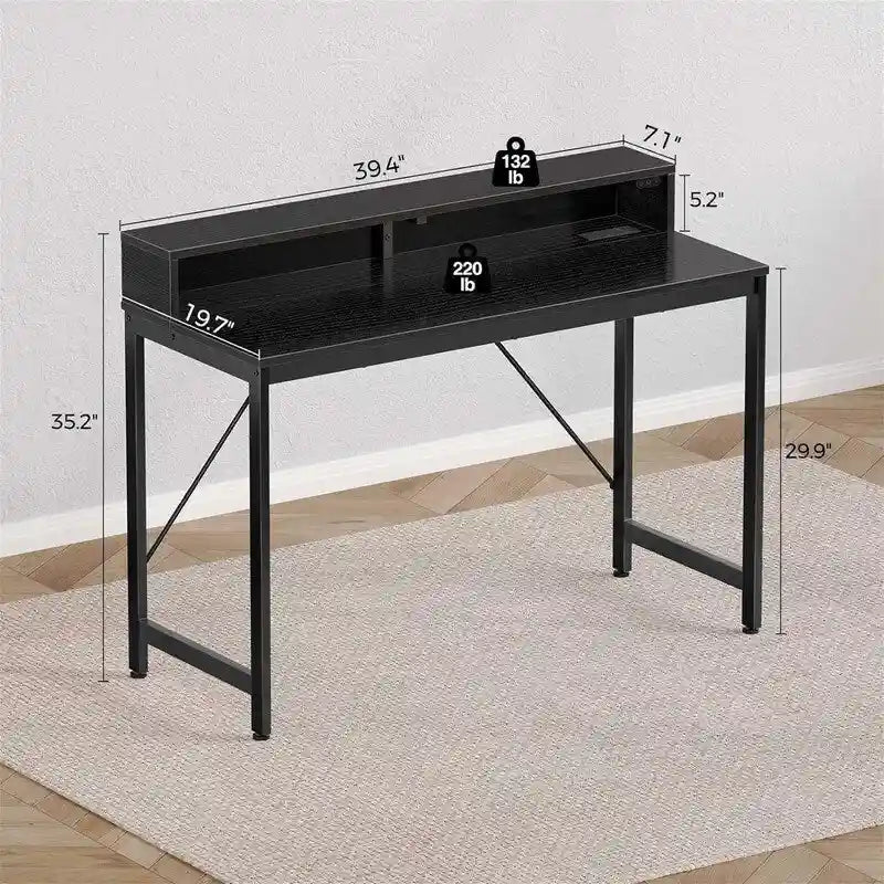 Computer Desk with LED Lights - Brown/Black/White, 39"